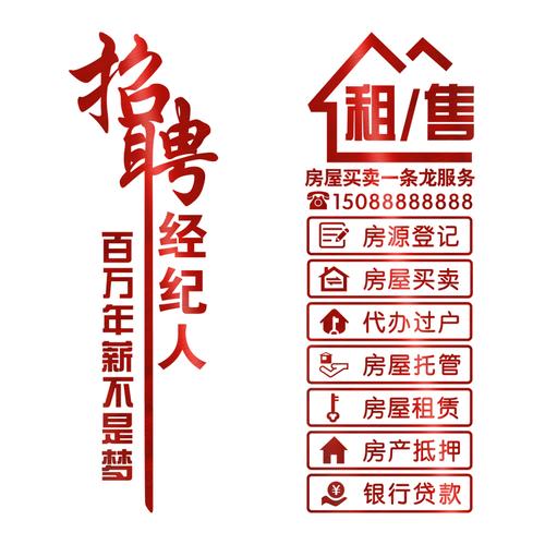 貼紙房產(chǎn)招聘租售玻璃門(mén)物業(yè)中介裝飾門(mén)店櫥窗墻貼